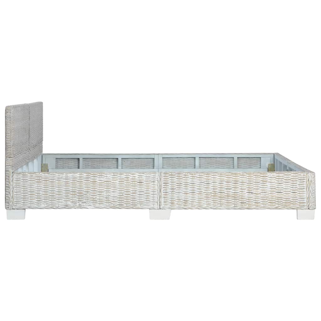 Bettgestell Grau Natur Rattan 140 x 200 cm