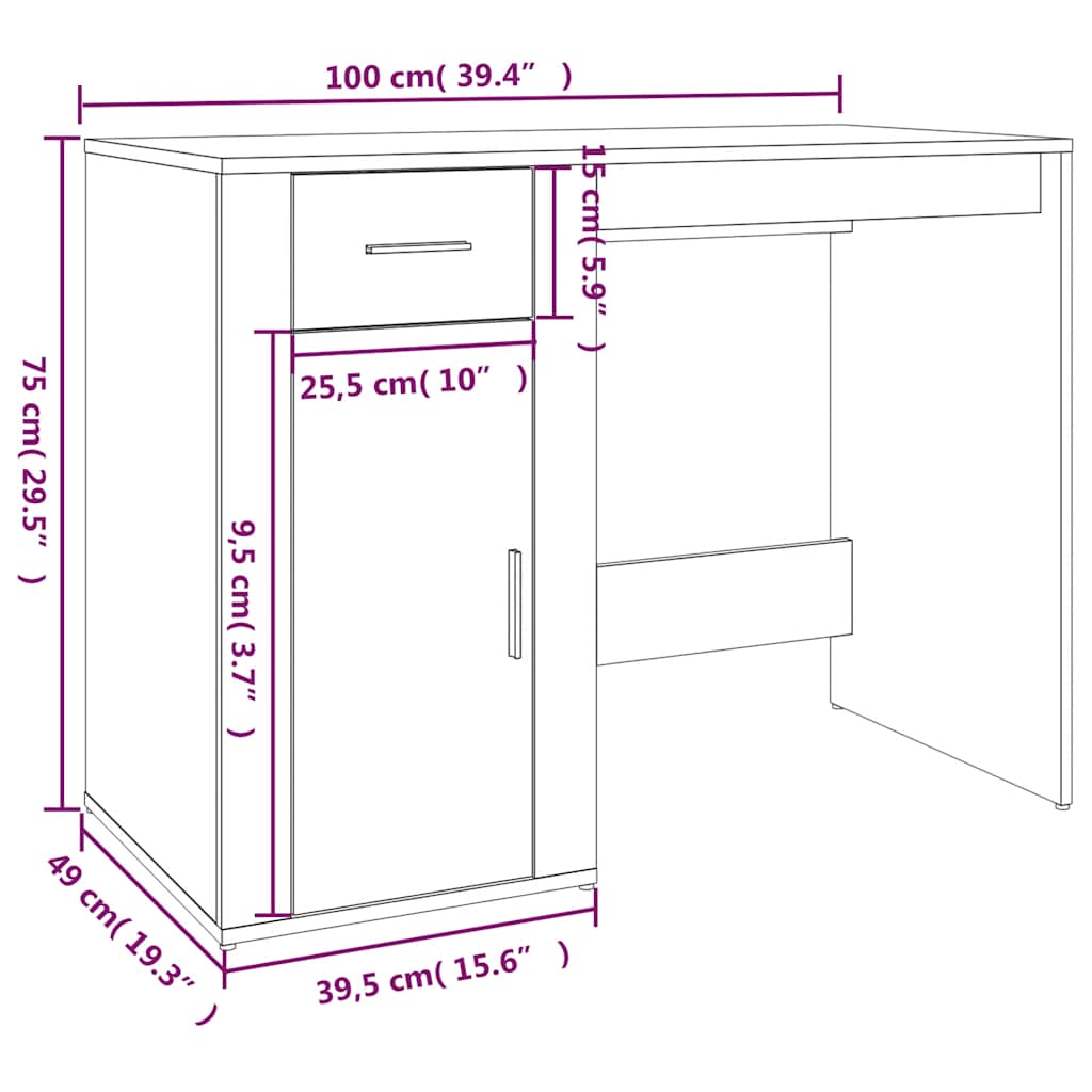 Schreibtisch Weiß 100x49x75 cm Holzwerkstoff