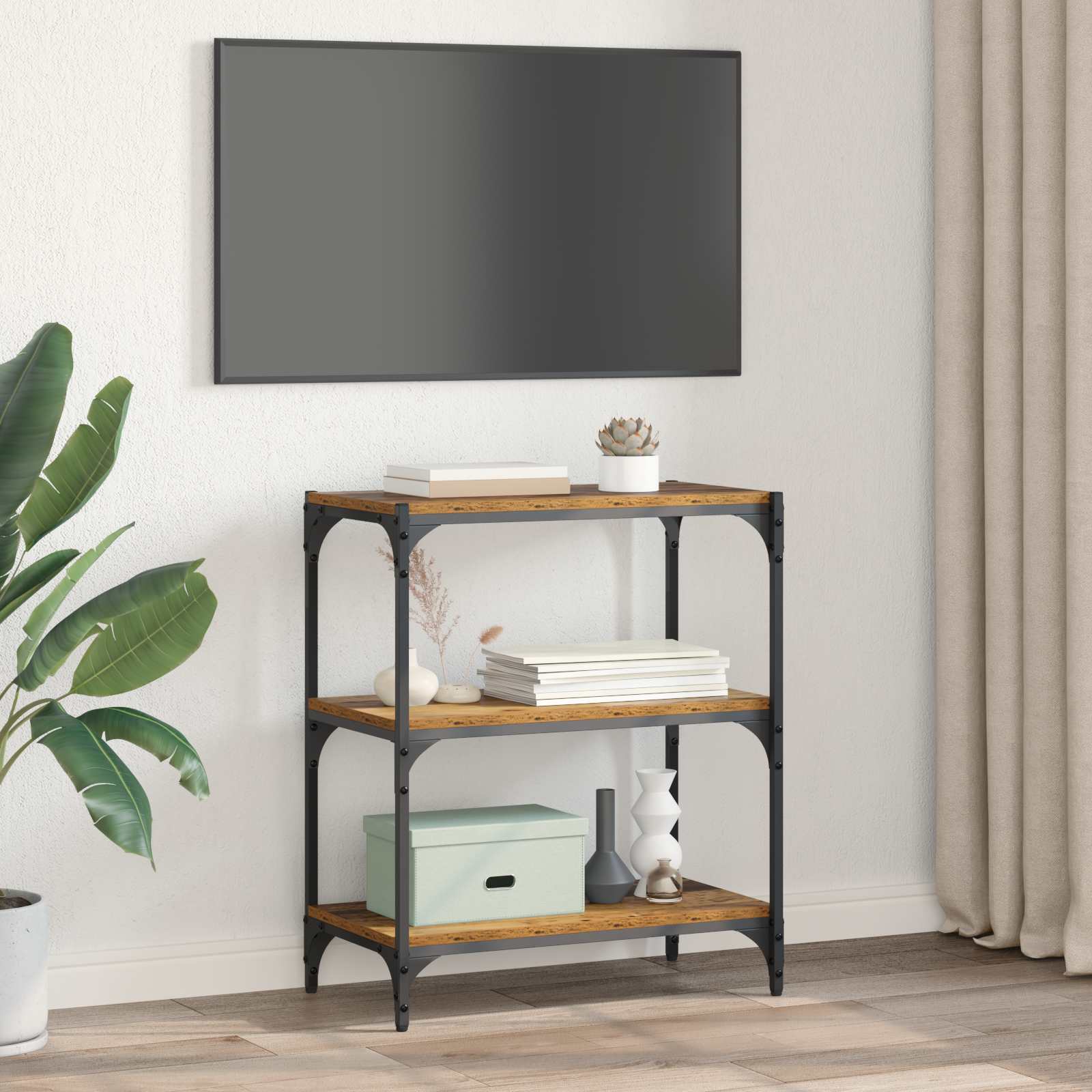 Bücherregal Schwarz 40x33x70,5 cm Holzwerkstoff und Stahl