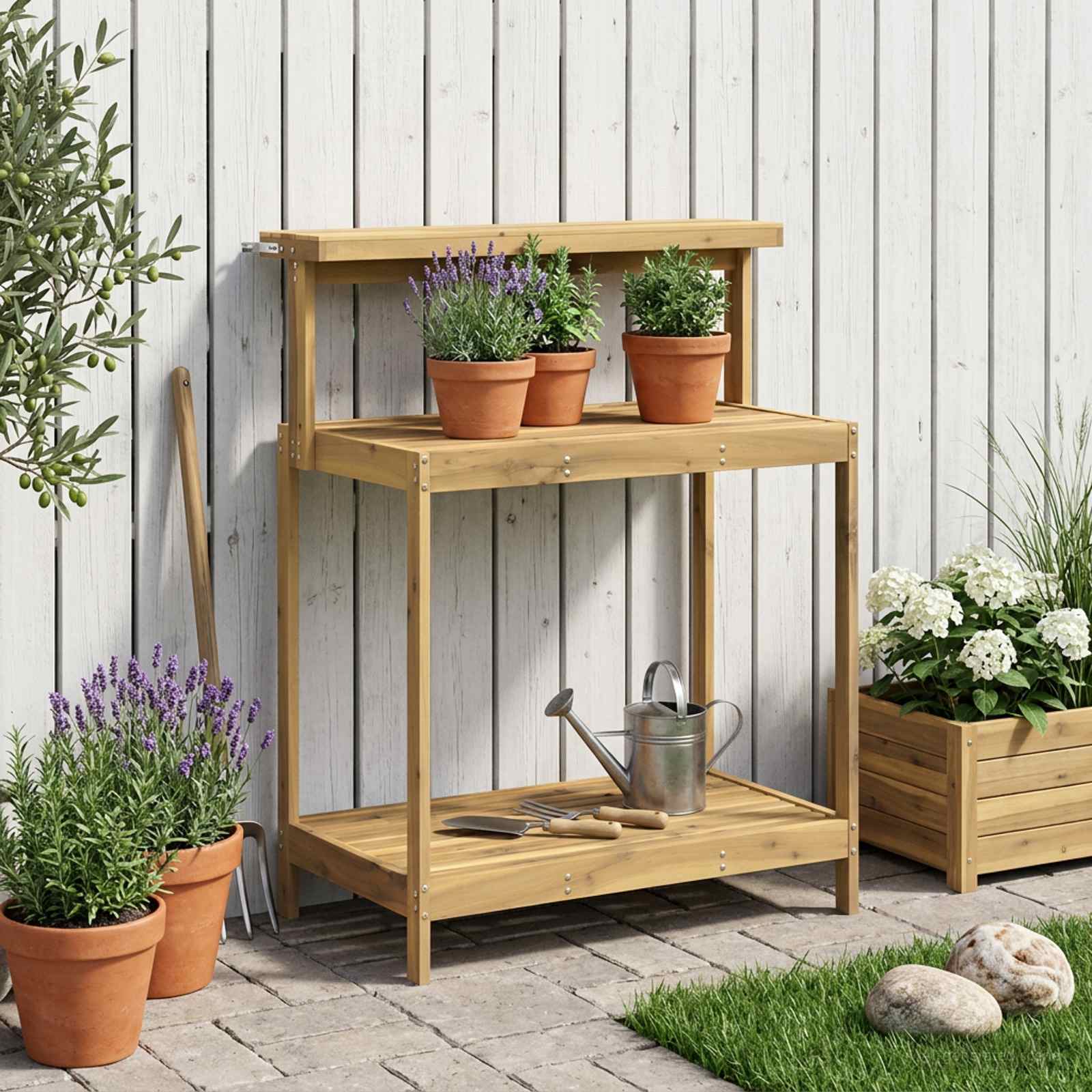 Outdoor Umtopfbank 56,5 x 48,5 x 107 cm Massivholz Akazie Natur