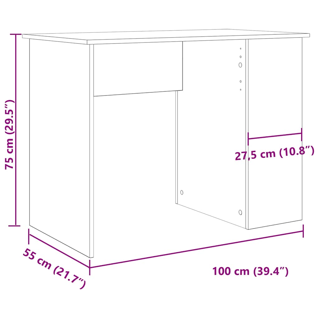 Schreibtisch Weiß 100x55x75 cm Holzwerkstoff