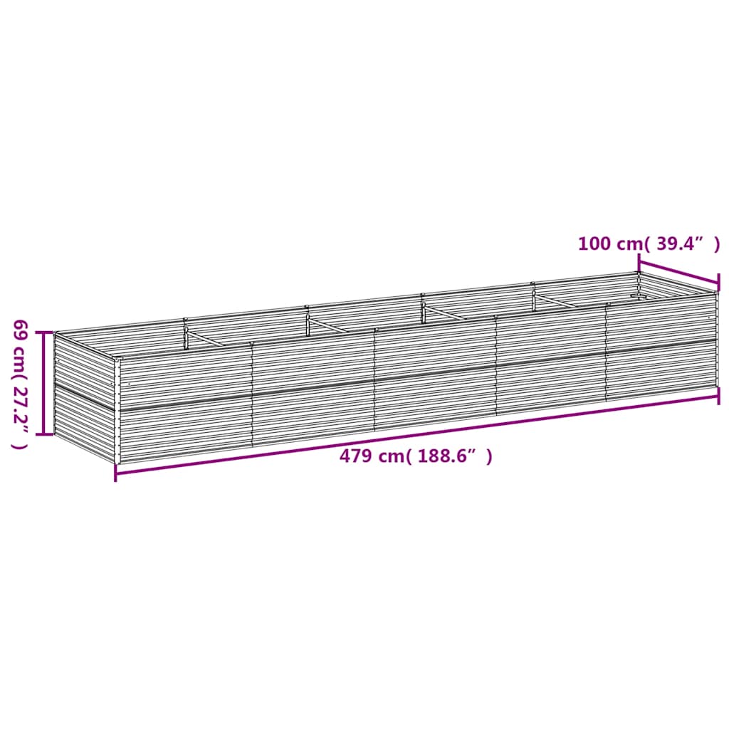 Garten-Hochbeet 100 x 50 x 36 cm Cortenstahl