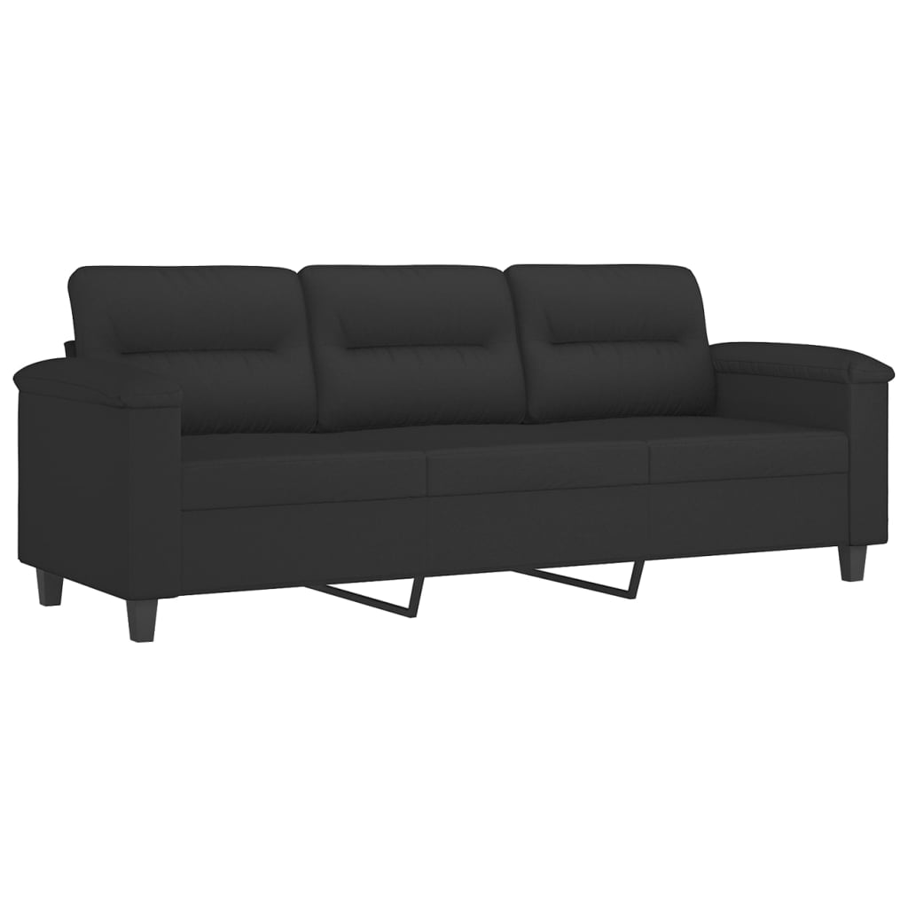 3-Sitzer-Sofa mit Hocker Taupe 180 cm Mikrofasergewebe