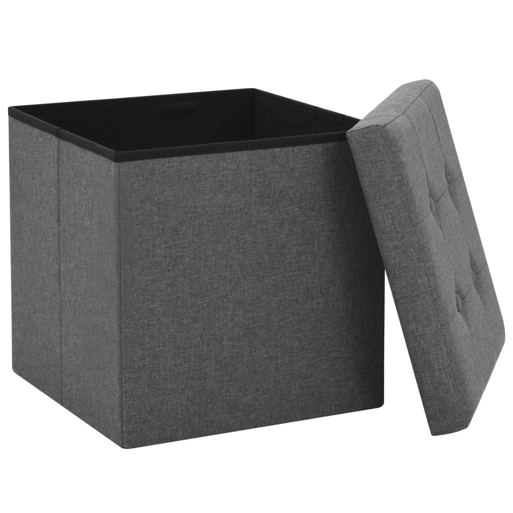 Hocker mit Stauraum Cremeweiß Leinenoptik
