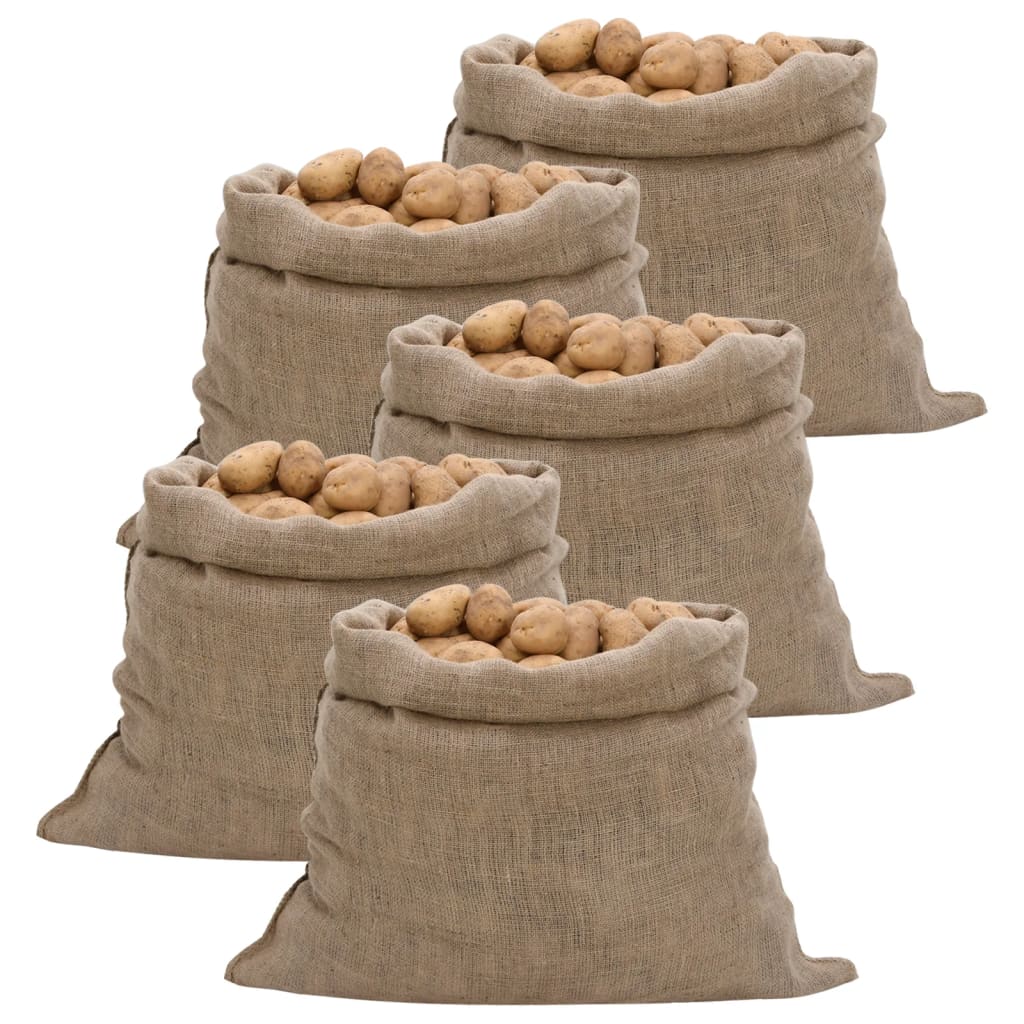 Jutesäcke 5 Stück 60 x 105 cm 100 % Jute 220 g/m²