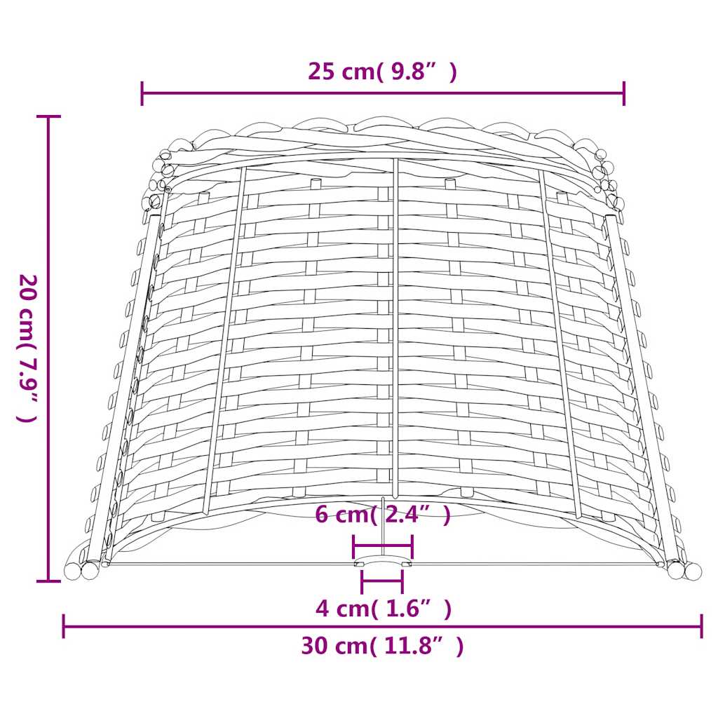 Lampenschirm Weiß Ø15x12 cm Korbweide