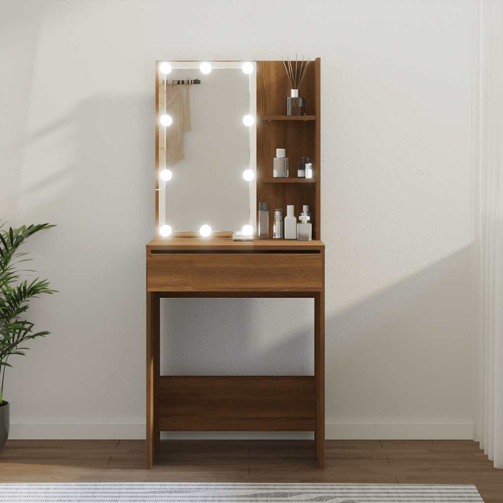 Schminktisch mit LED Weiß 60x40x140 cm