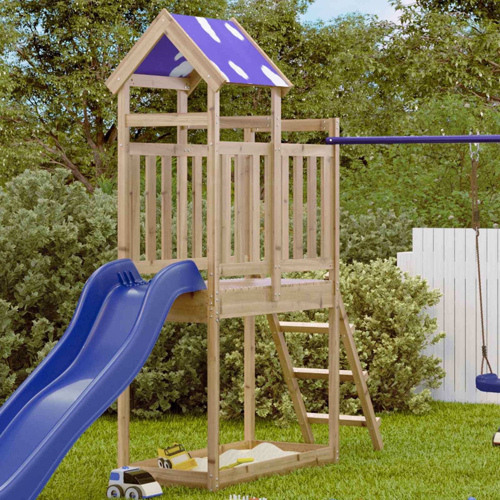 Spielturm Braun 52,5 x 110,5 x 215 cm Massives Kiefernholz
