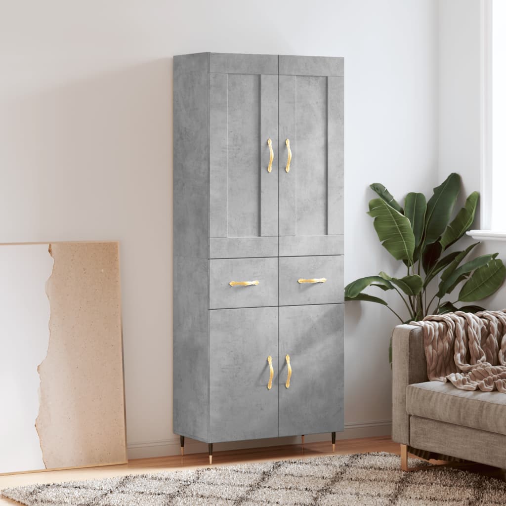 Highboard Betongrau 69,5x34x180 cm Holzwerkstoff