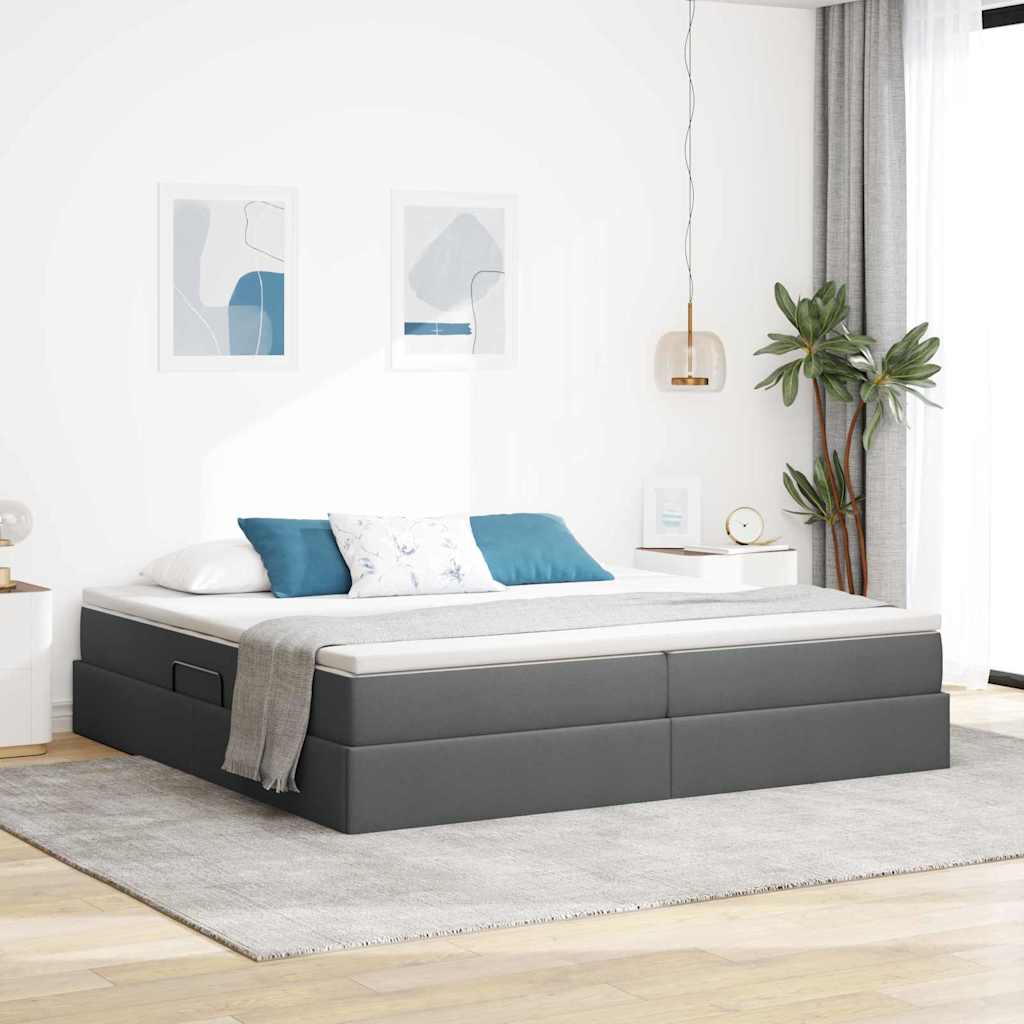 Aufbewahrungsbett mit Matratze Hellgrau 90 x 190 cm Polyester
