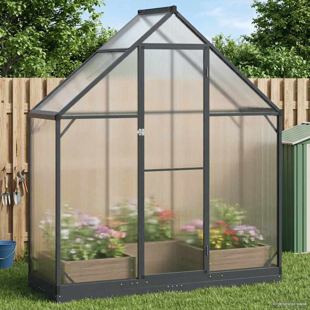 Garten Gewächshaus mit Tür Anthrazit 183,5 x 183,5 x 207 cm