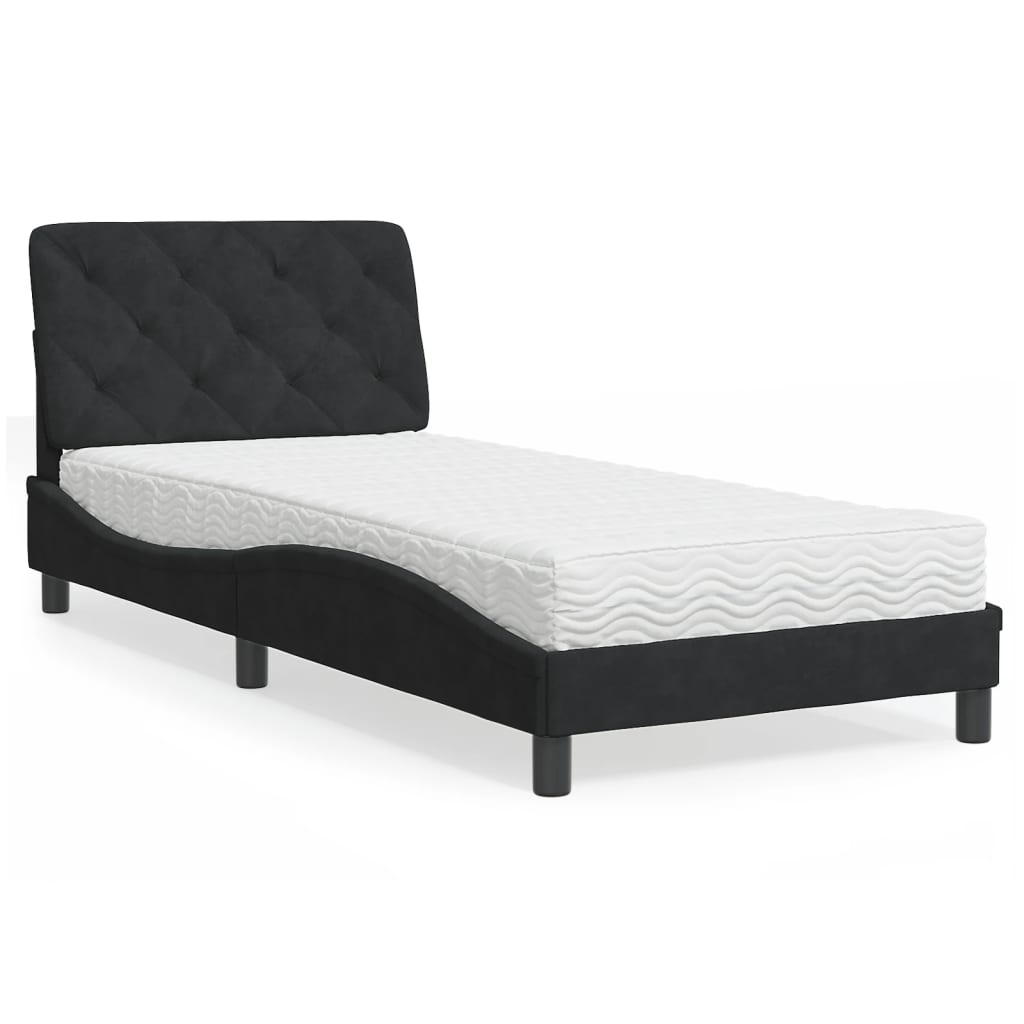 Bett mit Matratze Hellgrau 80x200 cm Samt