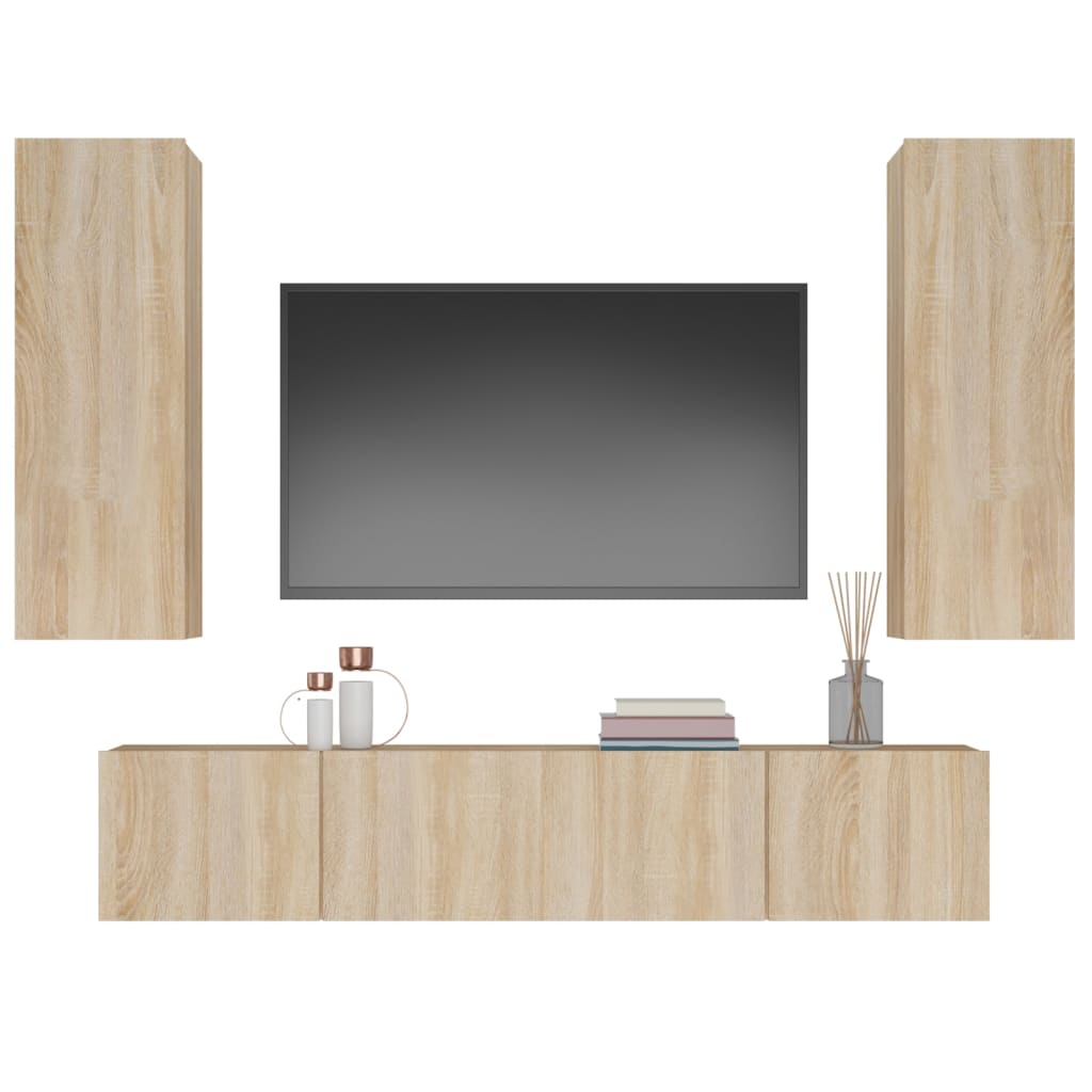 4-tlg. TV-Schrank-Set Weiß Holzwerkstoff