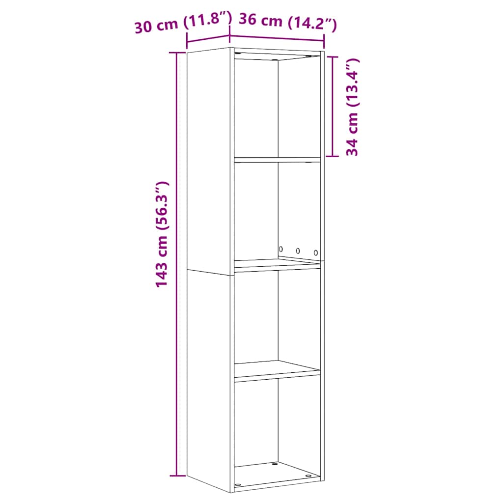 Bücherregal/TV-Schrank Weiß 143×30×36 cm