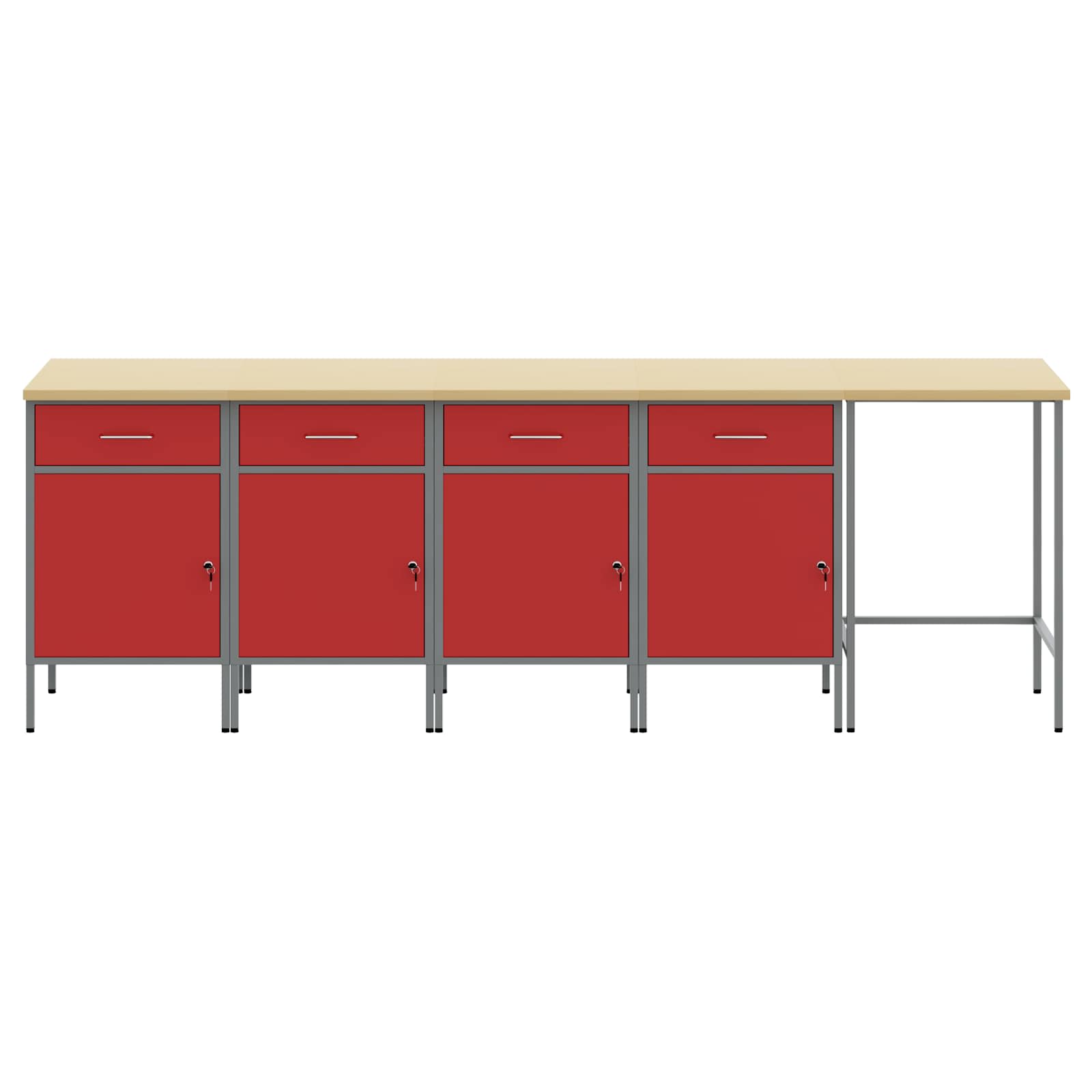 Arbeitsschrankset mit Schubladen 5 pcs Schwarz und Grau