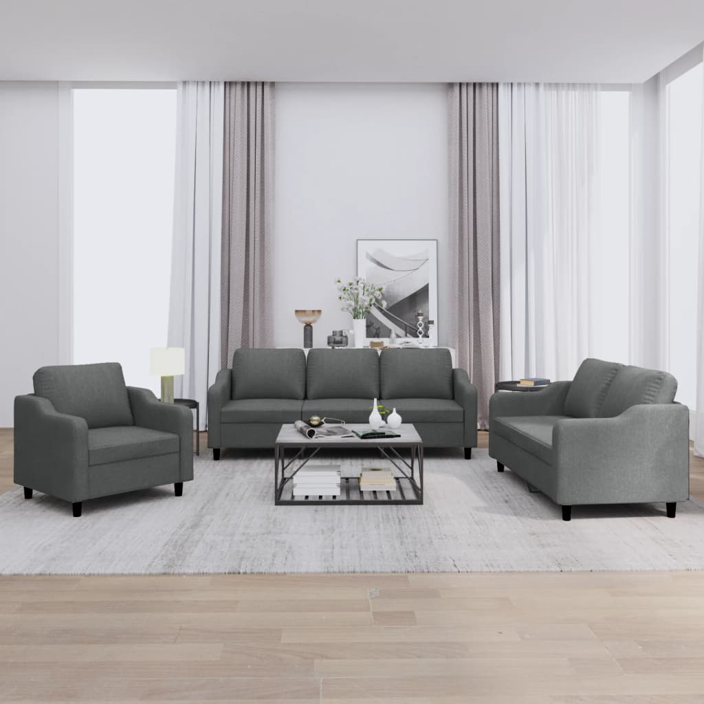 4-tlg. Sofagarnitur mit Kissen Braun Stoff