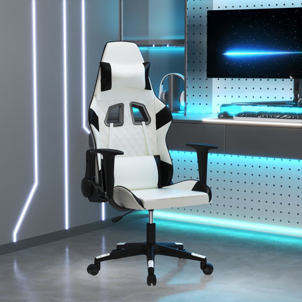 Gaming-Stuhl mit Massagefunktion Schwarz und Blau Kunstleder