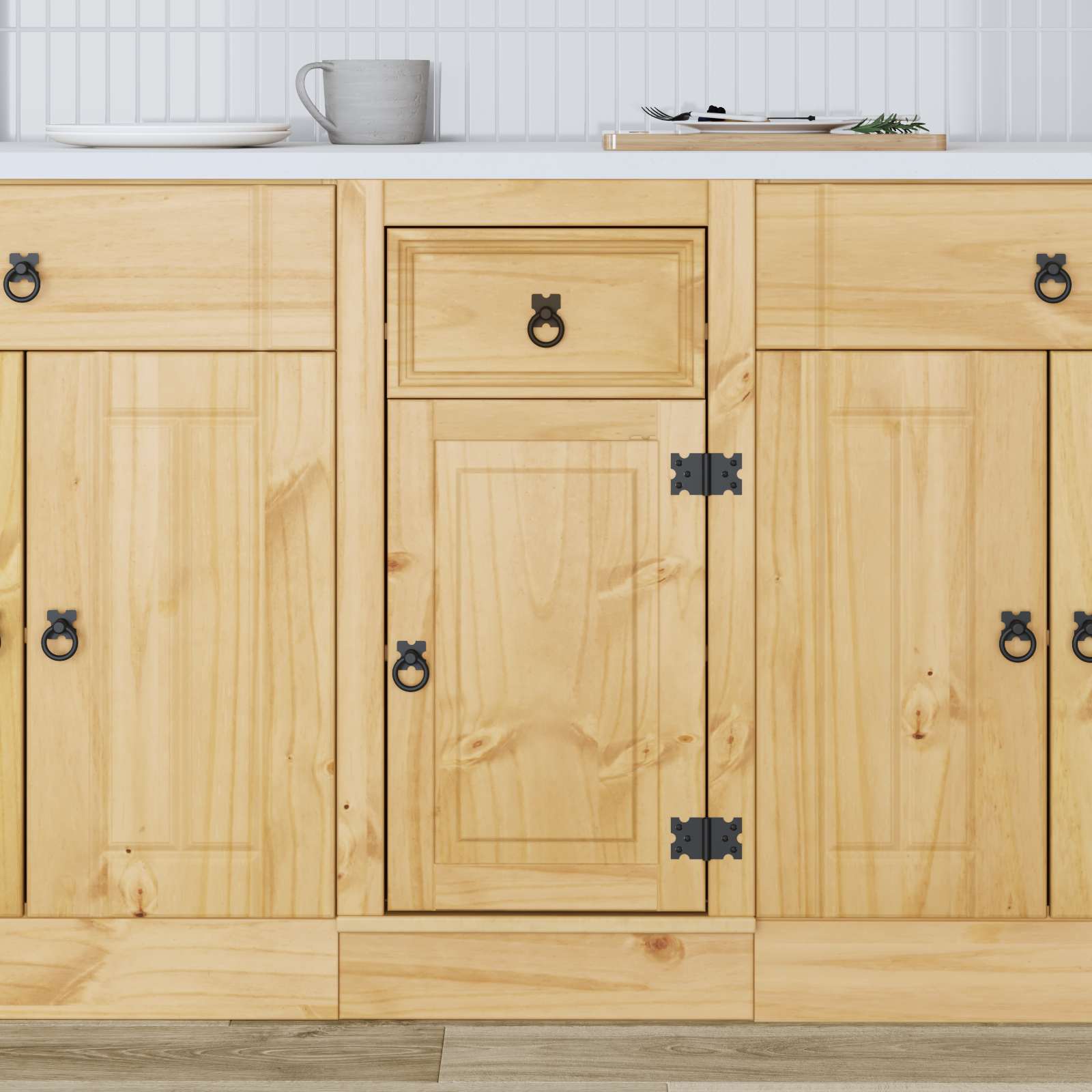 Schrank SKI Honigbraun 60 x 46 x 81,5 cm Massives Kiefernholz