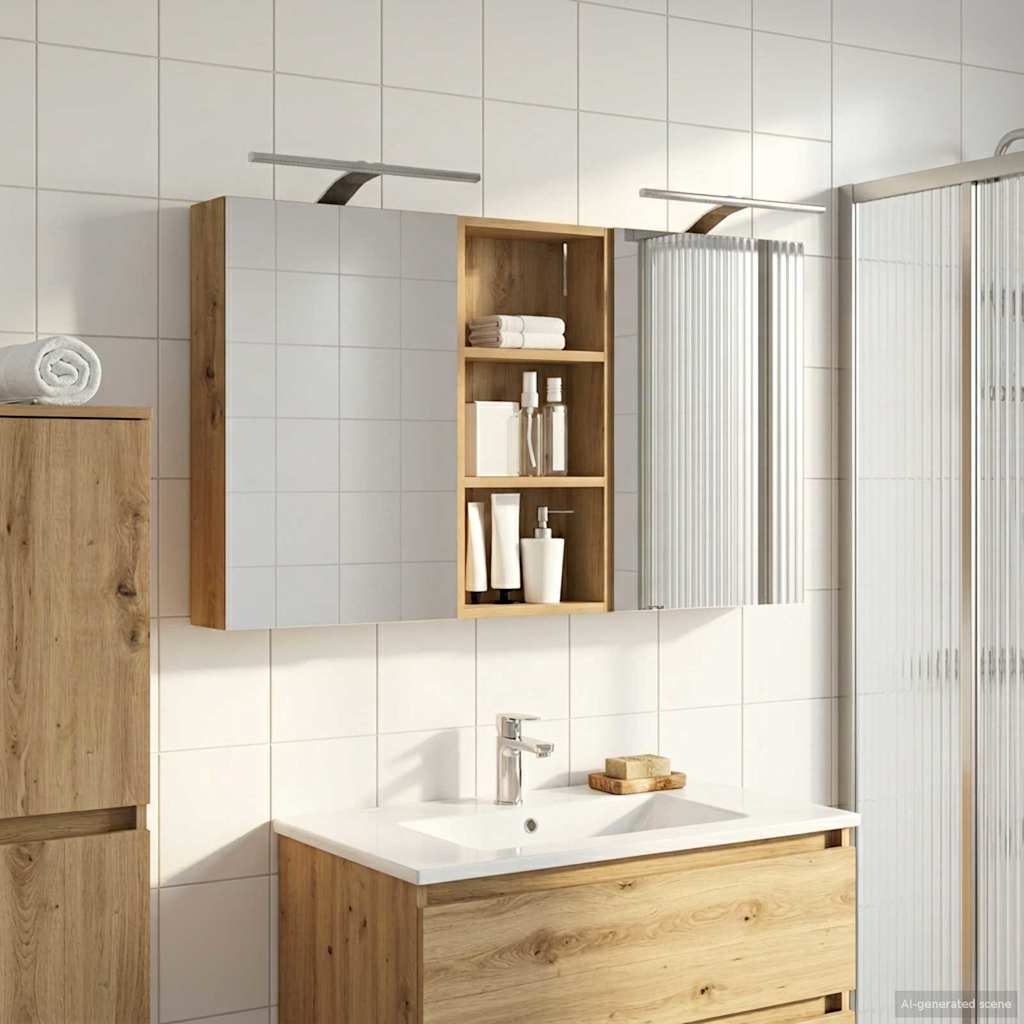 Badezimmerschrank-Set 3 pcs 80 x 10,5 x 50 cm Holzwerkstoff