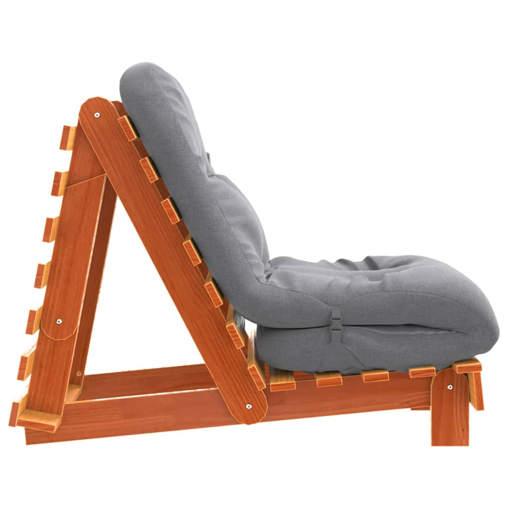 Futon Schlafsofa mit Matratze Braun 70x206x11 Massivholz Kiefer