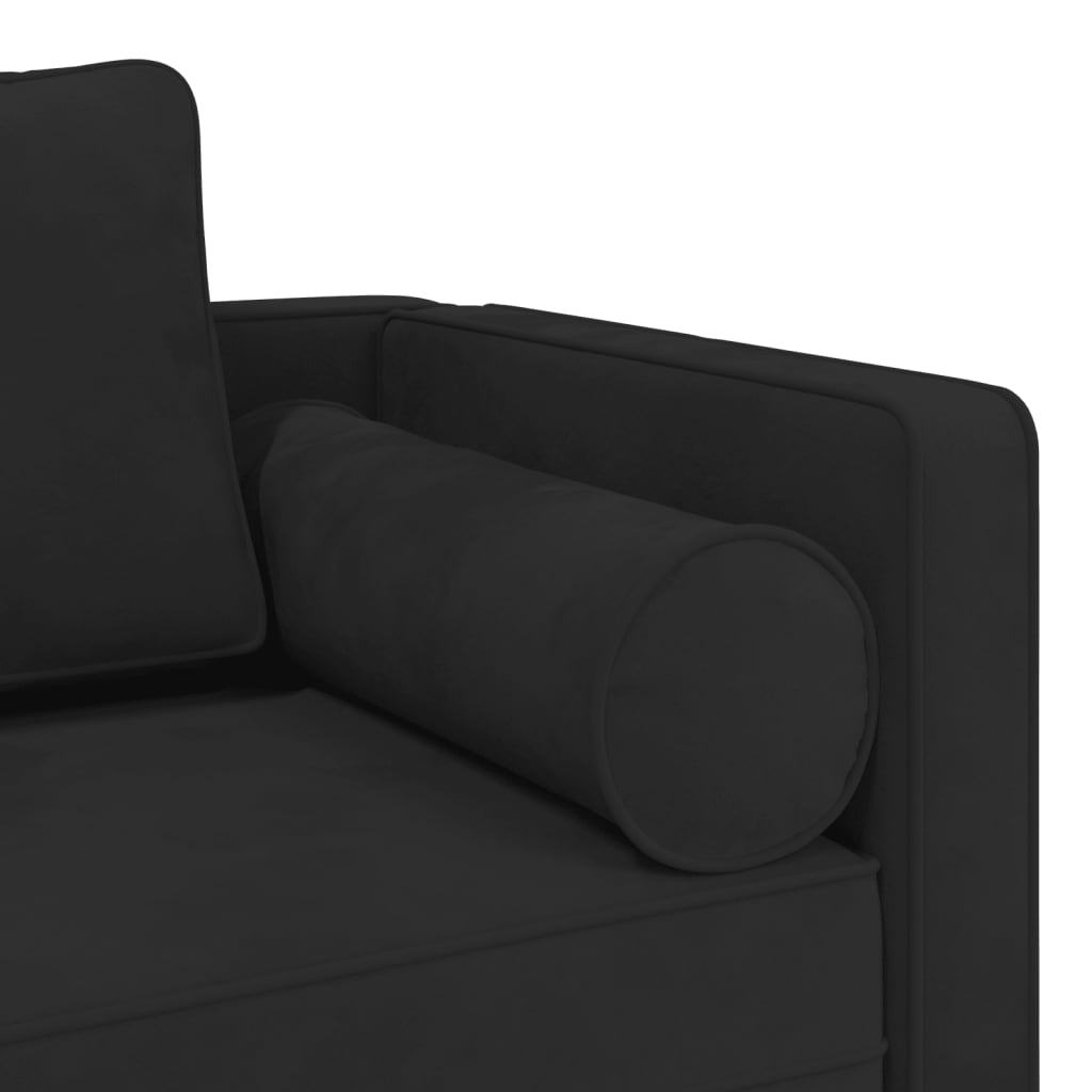 Chaiselongue mit Kissen Blau Samt