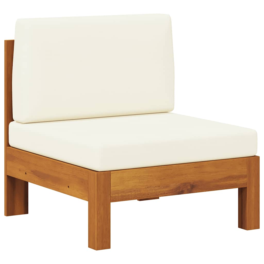 2-tlg. Garten-Lounge-Set mit Cremeweißen Kissen Akazienholz