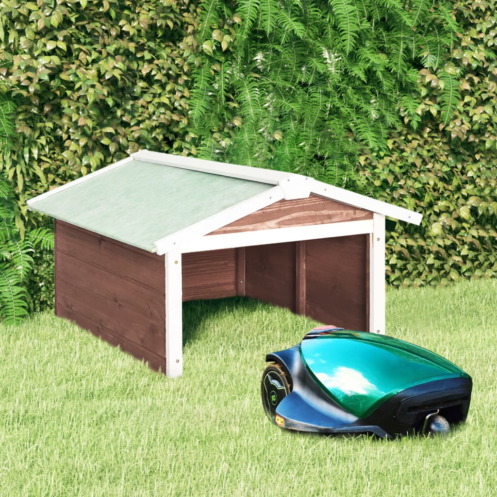 Roboter-Rasenmäher Garage 72x87x50 cm Grau Weiß Tannenholz