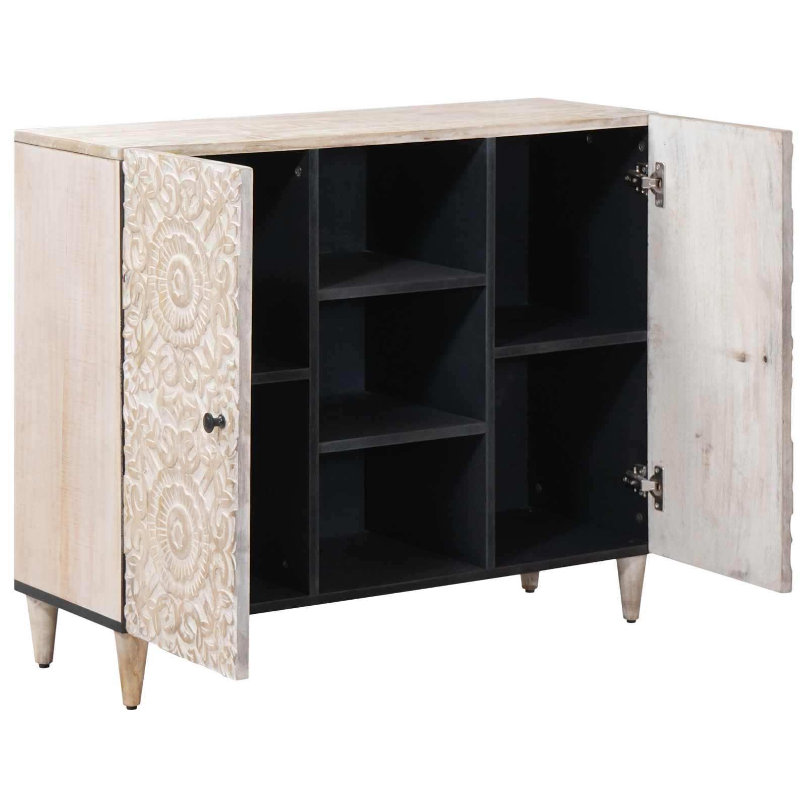 Sideboard mit Regal Braun 90 x 33,5 x 75 cm Massivholz Mango