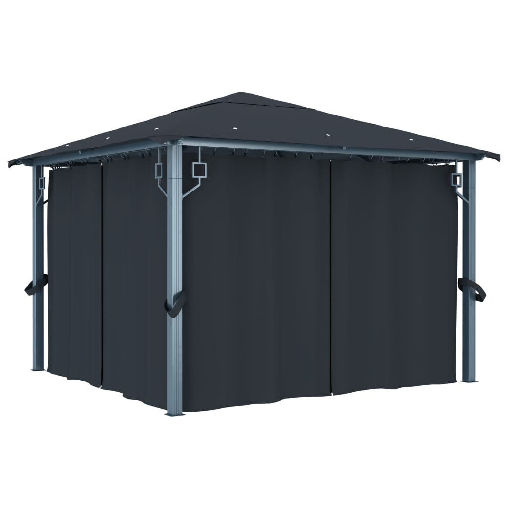 Pavillon mit Vorhang 300x300 cm Taupe Aluminium