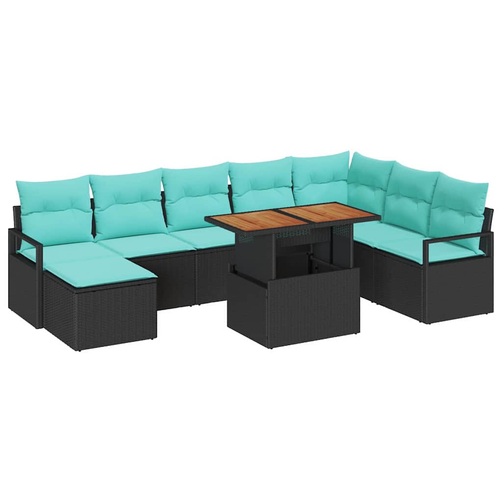 Garten Essgruppe mit Kissen 9 pcs Grau und Marineblau