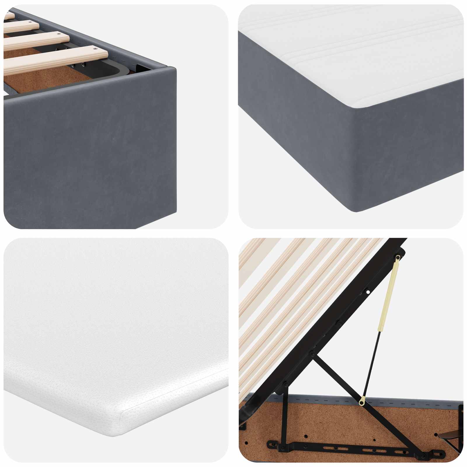 Aufbewahrungsbett mit Matratze Hellgrau 180 x 200 cm Samt