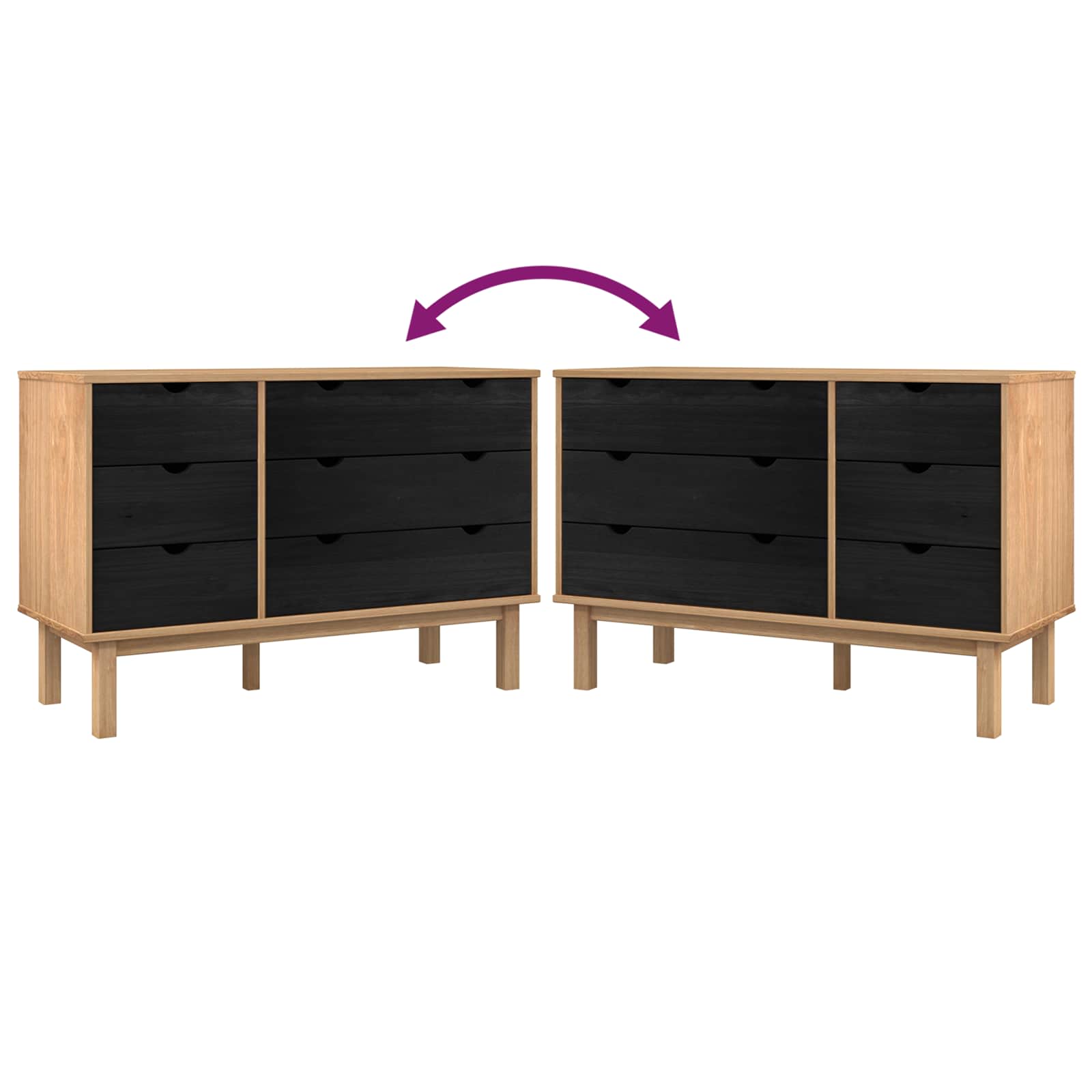 Schubladenschrank OTTA 111x43x73,5 cm Massivholz Kiefer