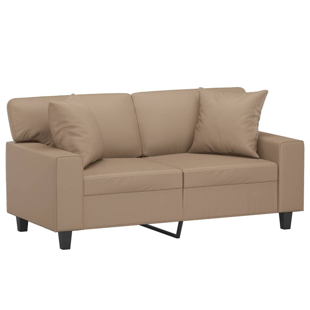 2-Sitzer-Sofa mit Zierkissen Creme 120 cm Kunstleder