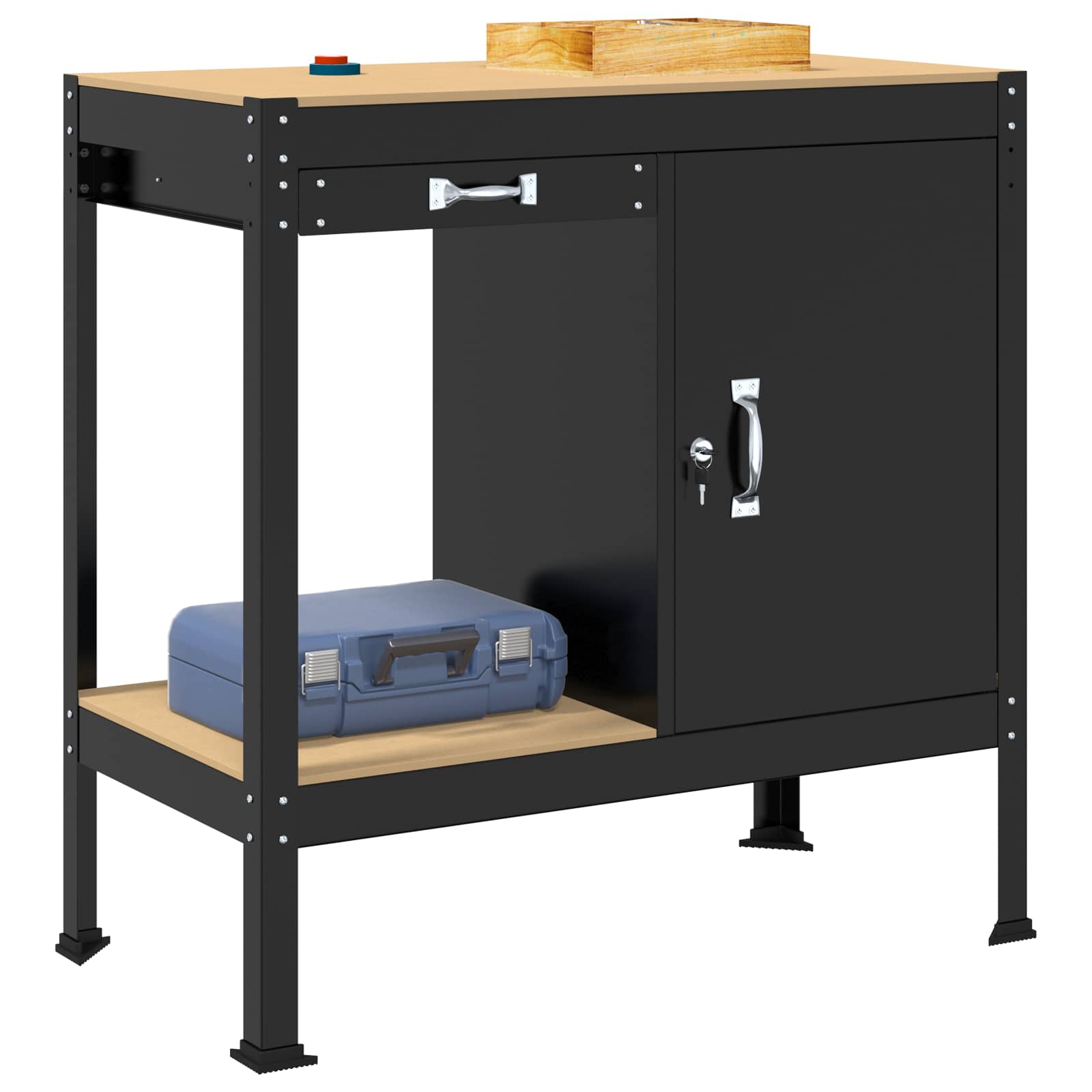 Werkbank mit Lochwand und Schublade