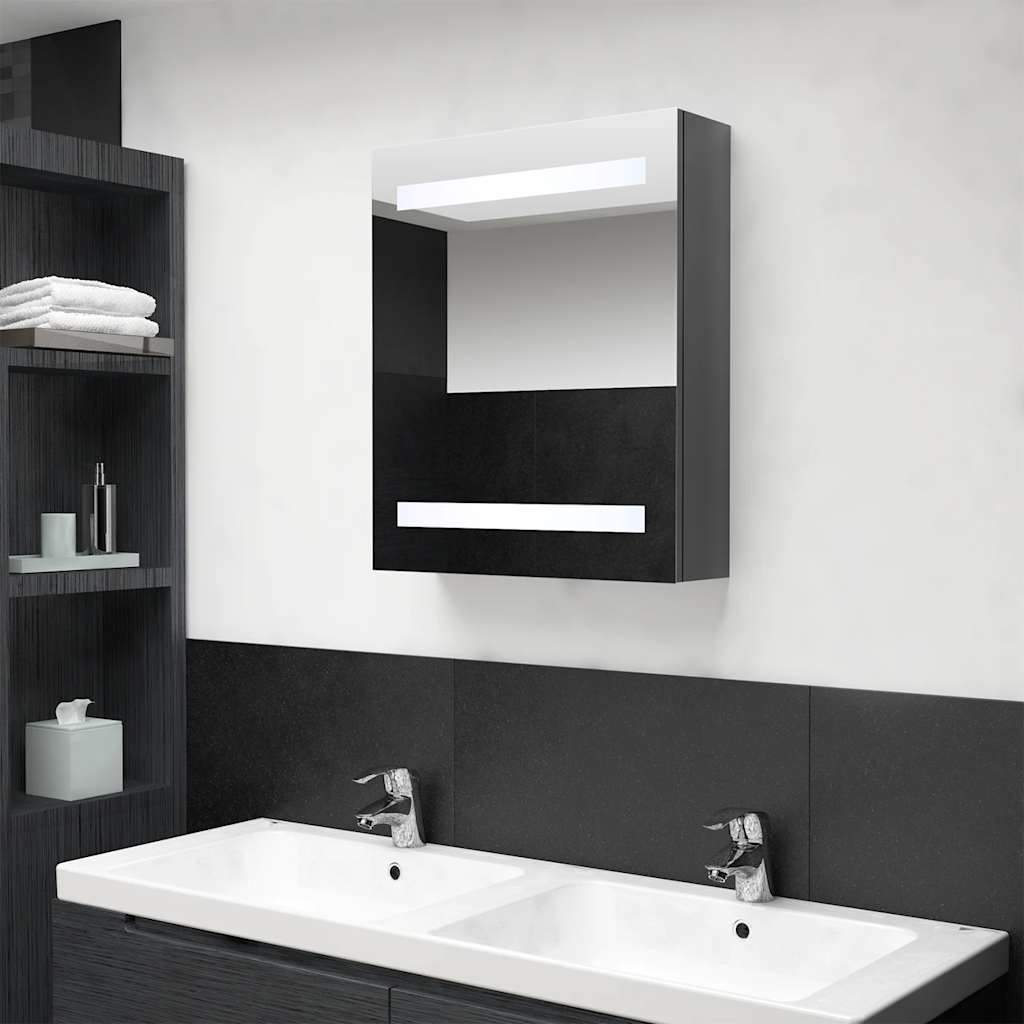 LED-Bad-Spiegelschrank Betongrau 50x14x60 cm