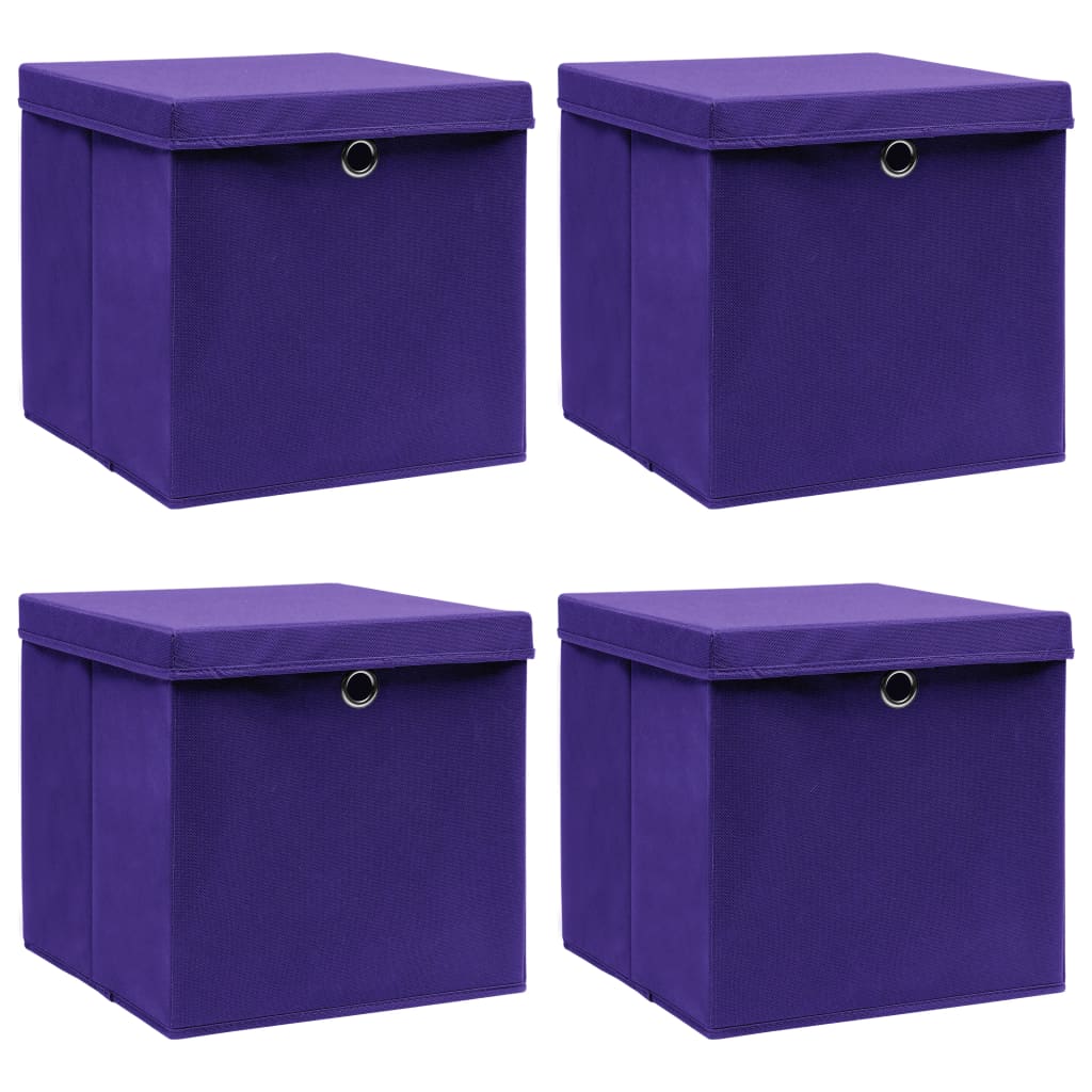 Aufbewahrungsboxen 4 Stk. Blau 32x32x32 cm Stoff