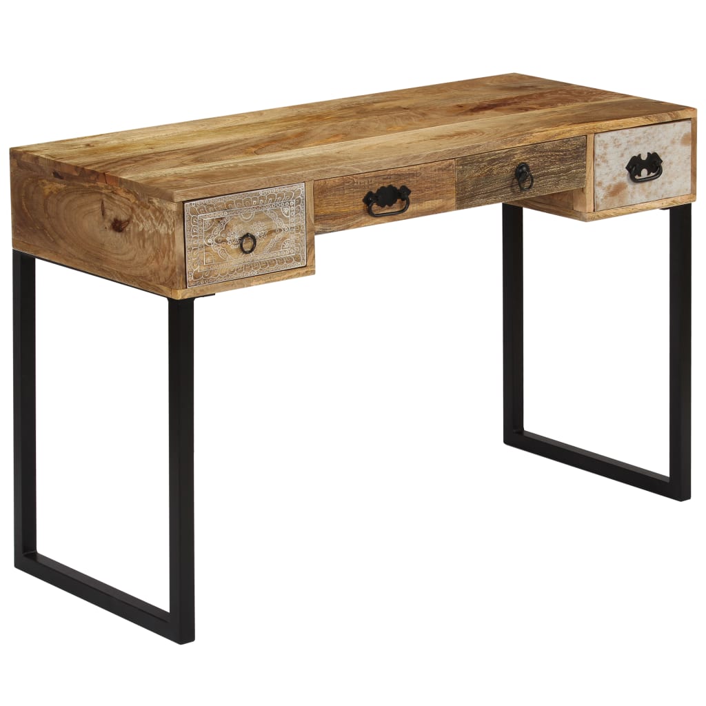 Schreibtisch Massivholz Akazie und Echtleder 117x50x76 cm