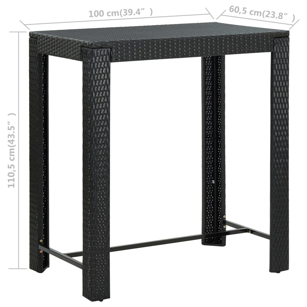 Garten-Bartisch Grau 60,5x60,5x110,5 cm Poly Rattan