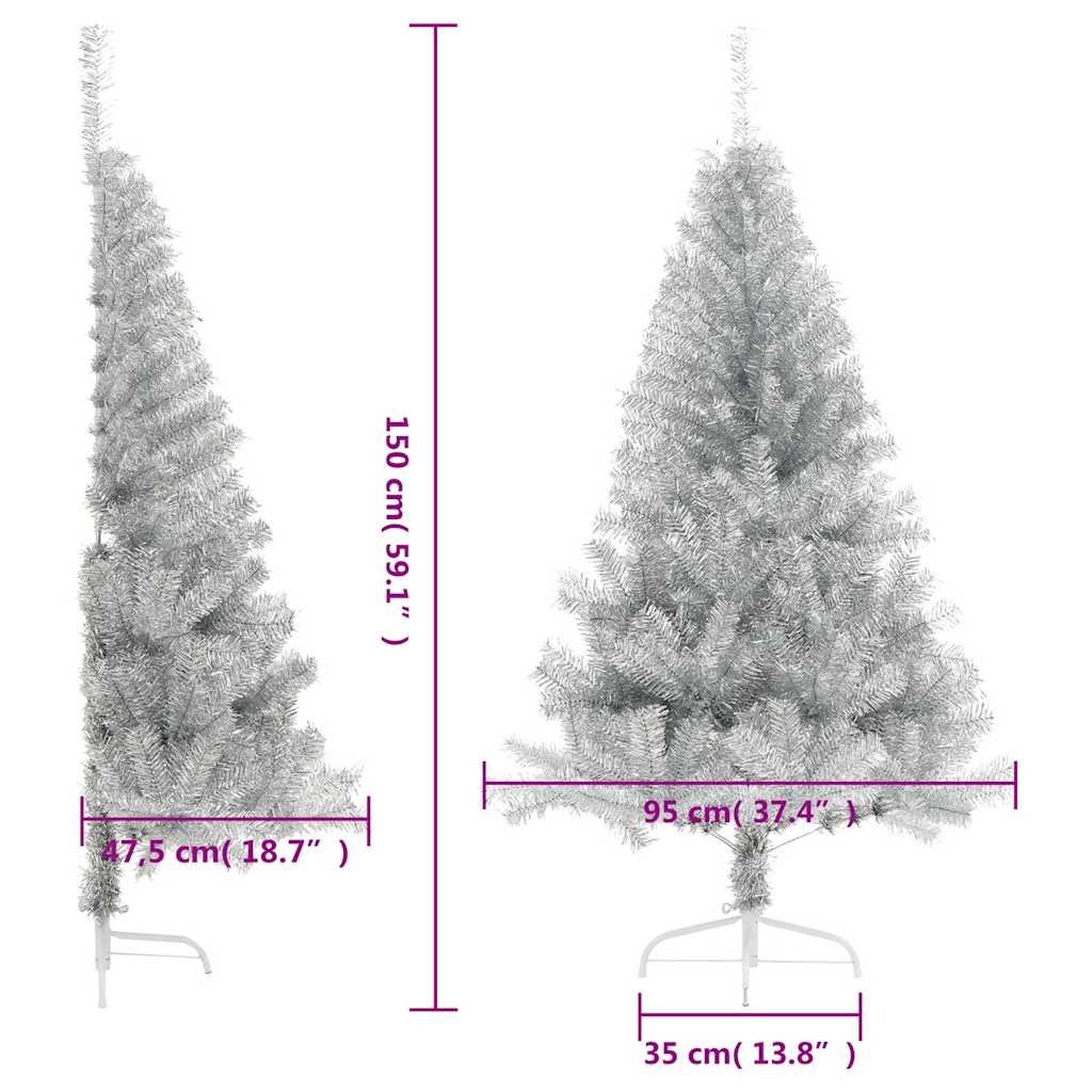 Künstlicher Halb-Weihnachtsbaum mit Ständer Grün 150 cm PVC