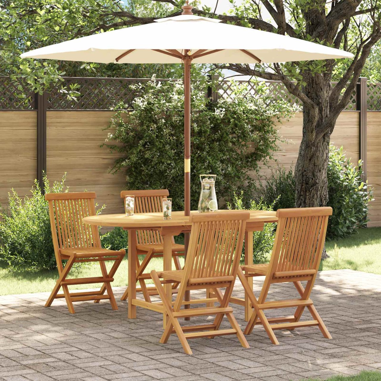 Garten Essgruppe 5 pcs Braun Massivholz Teak