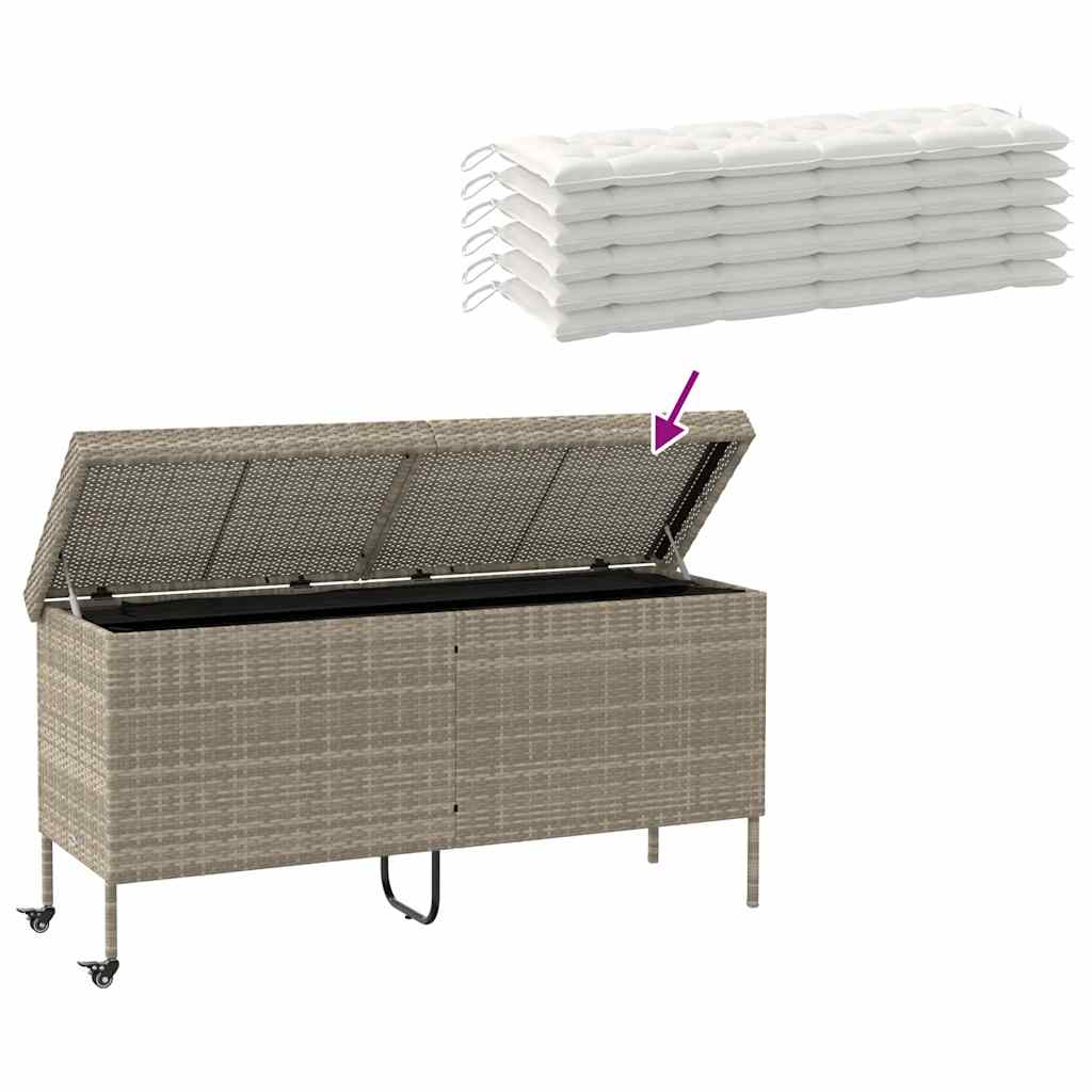 Gartentruhe mit Rollen Schwarz 110x55x73 cm Poly Rattan