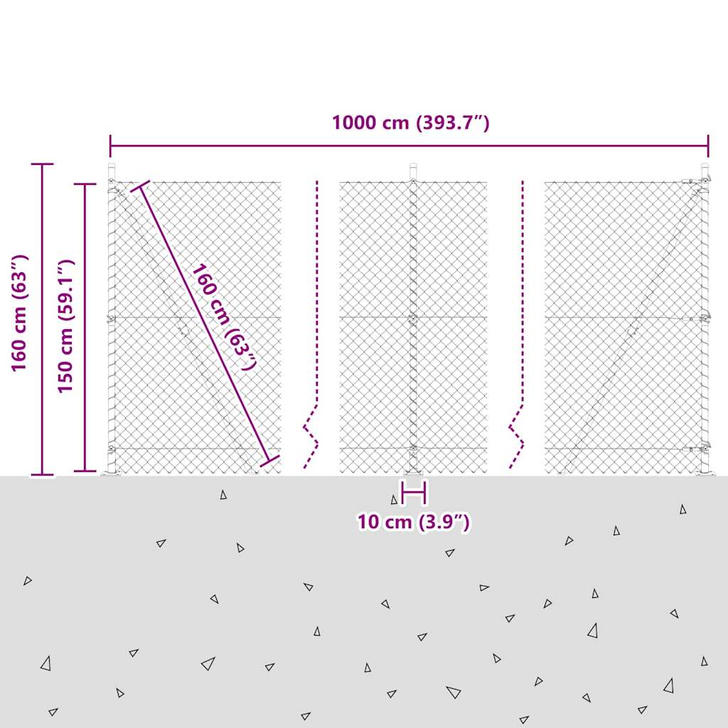 Outdoor Kettenglied-Zaun Erdfixierung 10 x 0,4 m Grün Netz