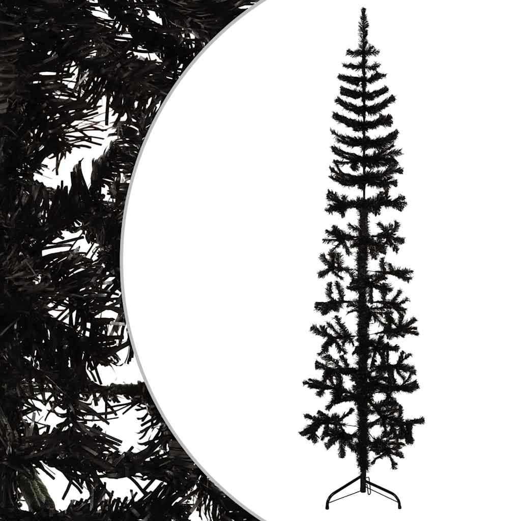 Künstlicher Halb-Weihnachtsbaum mit Ständer Schlank Weiß 180 cm