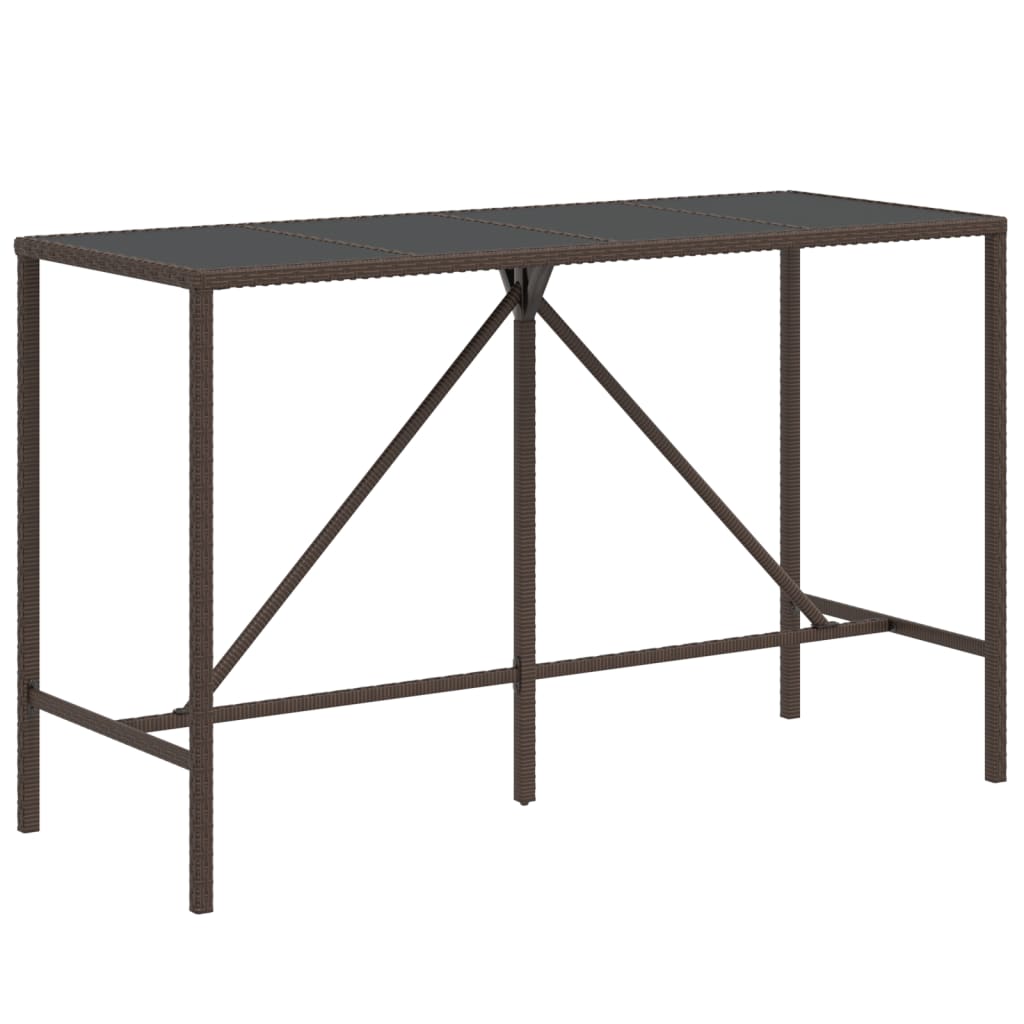 Bartisch mit Glasplatte Schwarz 110x70x110 cm Poly Rattan
