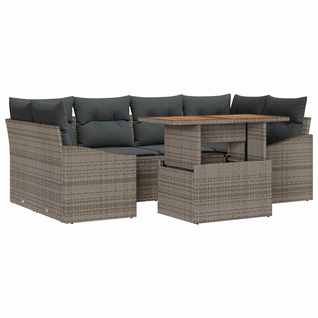 Garten Essgruppe mit Kissen 7 pcs Schwarz und Creme