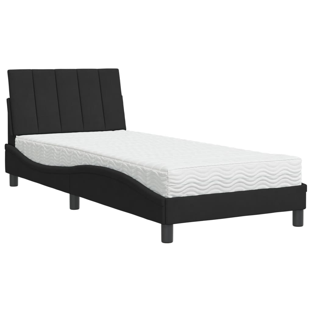 Bett mit Matratze "Hanko" Hellgrau 80x200 cm Samt