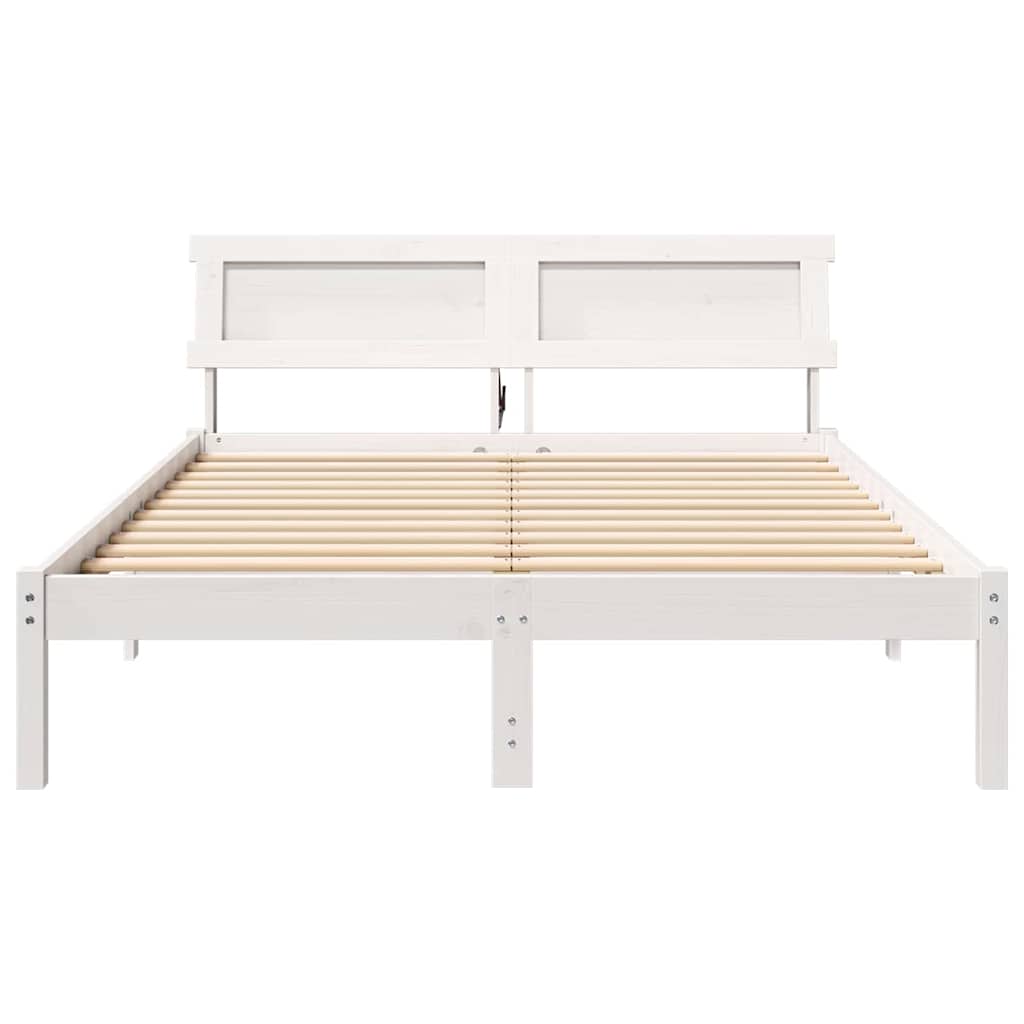 Bettgestell mit Kopfteil Braun 200 x 200 cm Massivholz Kiefer