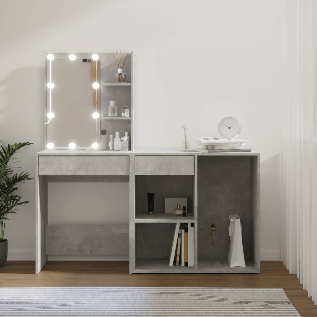LED-Schminktisch mit Schrank Weiß Holzwerkstoff