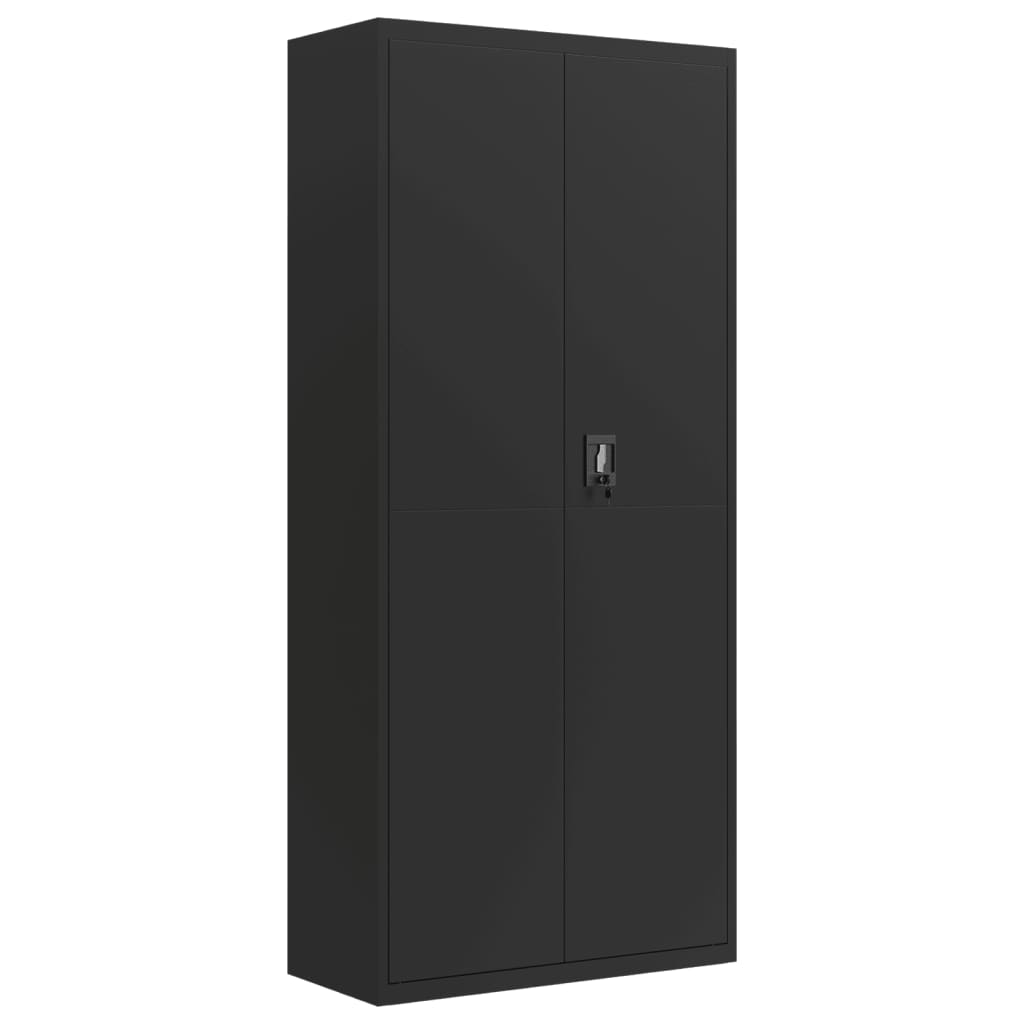 Aktenschrank mit 2 Türen Grau 90 cm Stahl