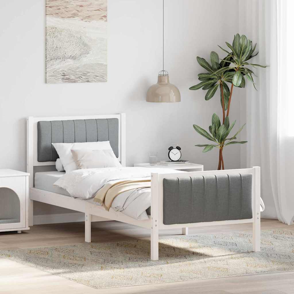 Bettgestell Braun und hellgrau 200 x 200 cm Massivholz Kiefer